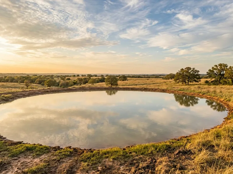Full stock tank on North Texas ranch land